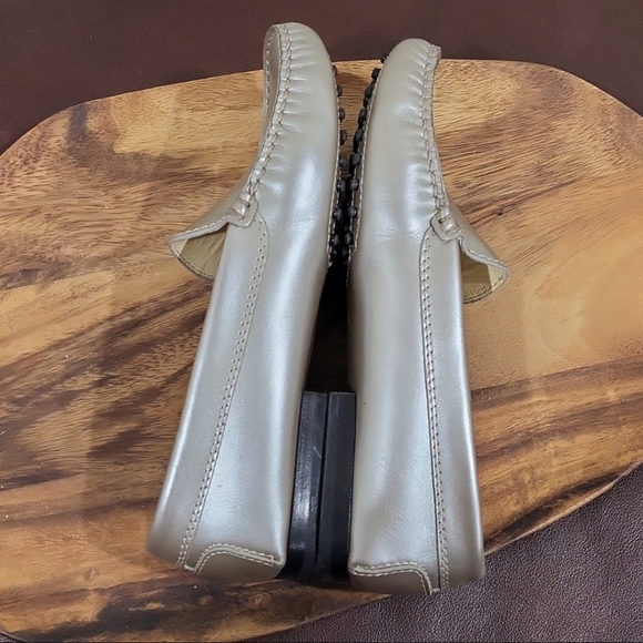 Vintage J.P. Tod's Leather Loafers/Driving Shoes in Metallic Silver - Picture 7 of 13
